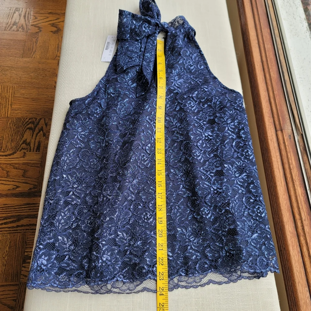 New! J CREW sz XS X-Small Halter Top Navy Blue Metallic NWT